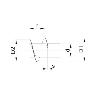 Zeichnung eines außen konischen Schneckenflügels.